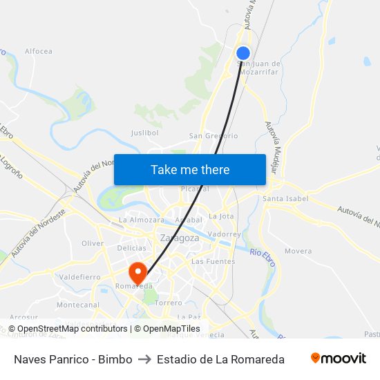 Naves Panrico - Bimbo to Estadio de La Romareda map
