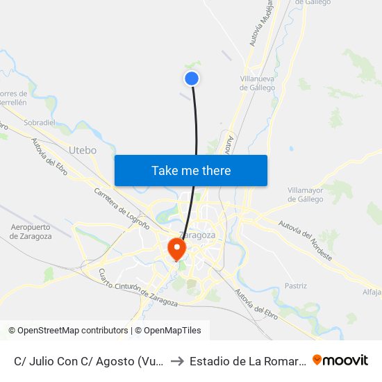 C/ Julio Con C/ Agosto (Vuelta) to Estadio de La Romareda map
