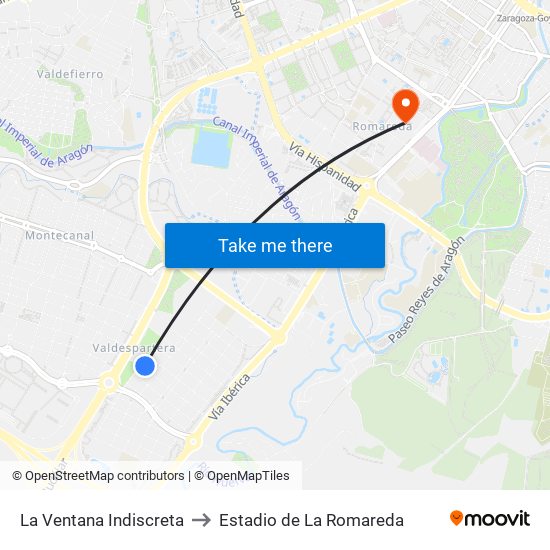 La Ventana Indiscreta to Estadio de La Romareda map