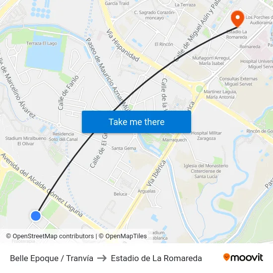 Belle Epoque / Tranvía to Estadio de La Romareda map