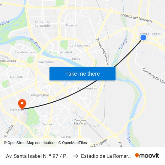 Av. Santa Isabel N. º 97 / Plaza to Estadio de La Romareda map