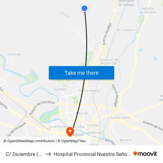 C/ Diciembre (Vuelta) to Hospital Provincial Nuestra Señora de Gracia map