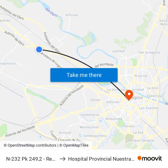 N-232 Pk 249,2 - Rest. Venta Cano to Hospital Provincial Nuestra Señora de Gracia map