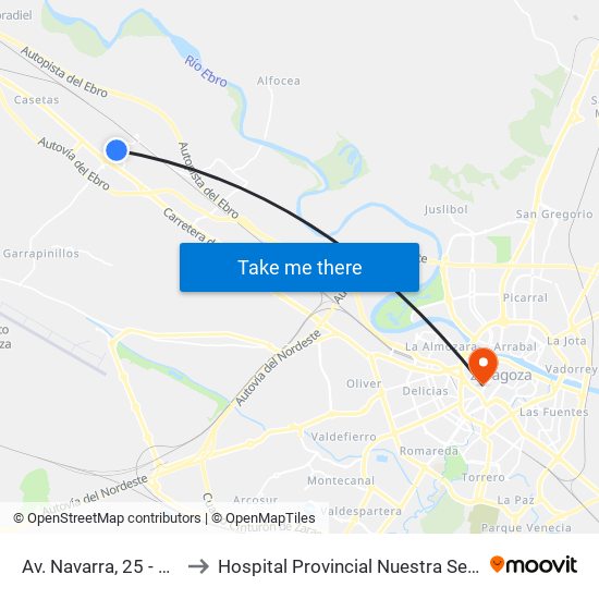 Av. Navarra, 25 - Venezuela to Hospital Provincial Nuestra Señora de Gracia map