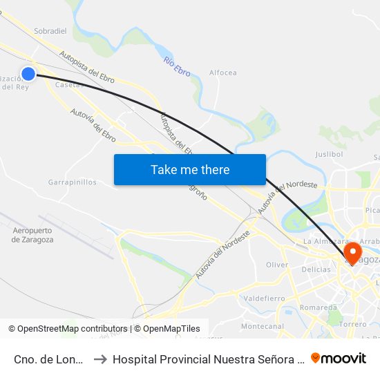 Cno. de Longares to Hospital Provincial Nuestra Señora de Gracia map
