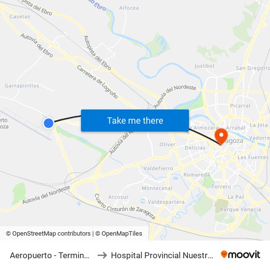 Aeropuerto - Terminal de Pasajeros to Hospital Provincial Nuestra Señora de Gracia map