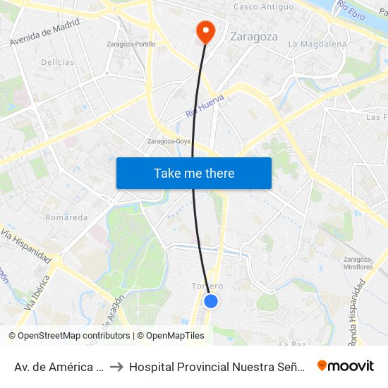 Av. de América N. º 83 to Hospital Provincial Nuestra Señora de Gracia map