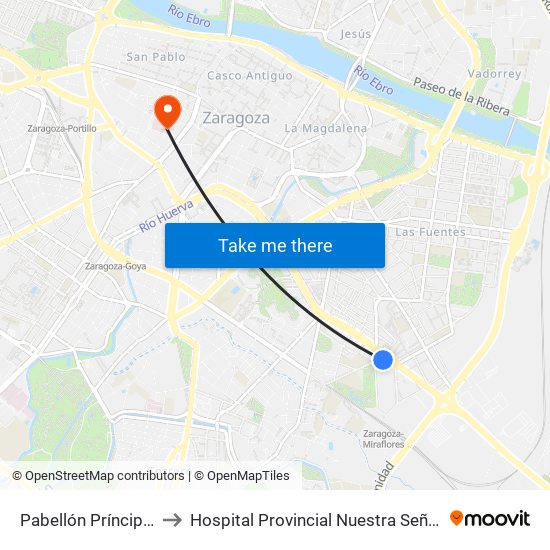Pabellón Príncipe Felipe to Hospital Provincial Nuestra Señora de Gracia map