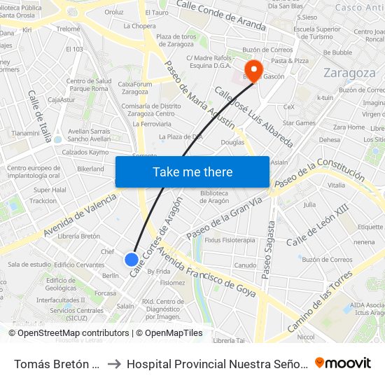 Tomás Bretón N. º 12 to Hospital Provincial Nuestra Señora de Gracia map