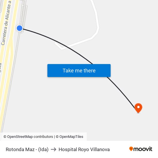 Rotonda Maz - (Ida) to Hospital Royo Villanova map