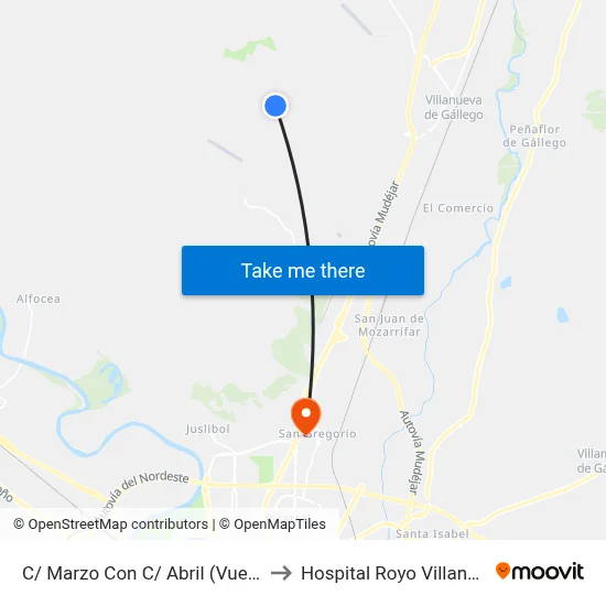 C/ Marzo Con C/ Abril (Vuelta) to Hospital Royo Villanova map