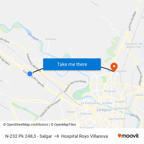 N-232 Pk 248,3 - Salgar to Hospital Royo Villanova map