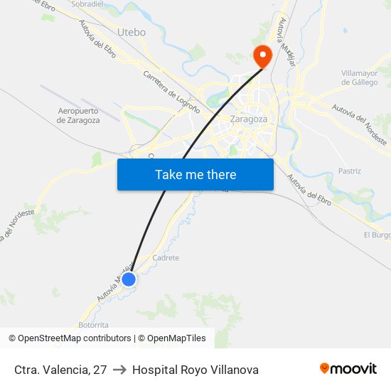 Ctra. Valencia, 27 to Hospital Royo Villanova map