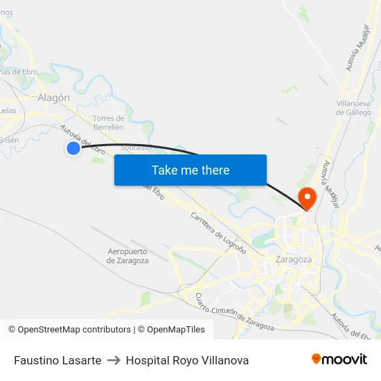 Faustino Lasarte to Hospital Royo Villanova map