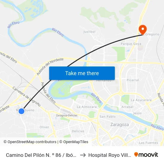 Camino Del Pilón N. º 86 / Ibón de Plan to Hospital Royo Villanova map