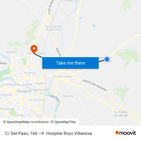 C/ Del Paso, 166 to Hospital Royo Villanova map