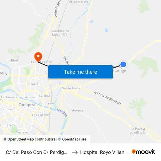 C/ Del Paso Con C/ Perdiguera to Hospital Royo Villanova map
