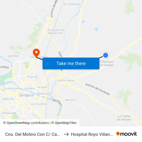 Cno. Del Molino Con C/ Cantón to Hospital Royo Villanova map