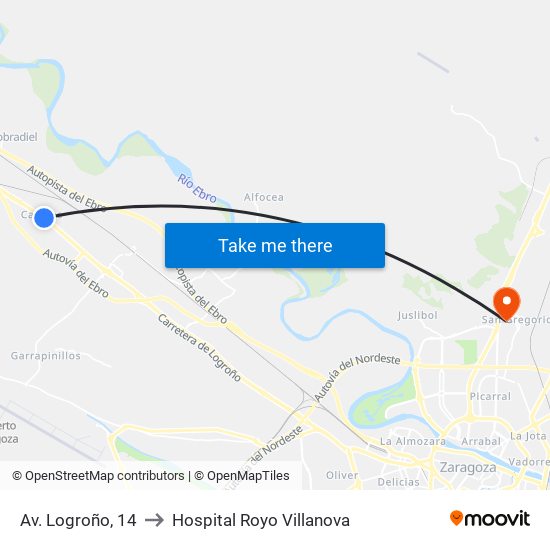 Av. Logroño, 14 to Hospital Royo Villanova map