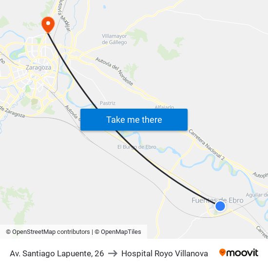 Av. Santiago Lapuente, 26 to Hospital Royo Villanova map
