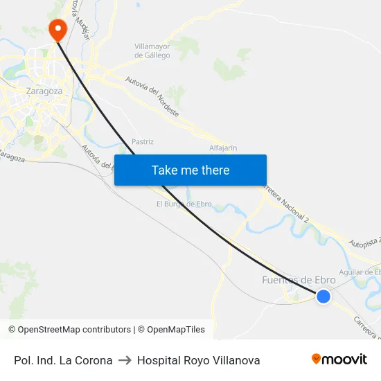 Pol. Ind. La Corona to Hospital Royo Villanova map