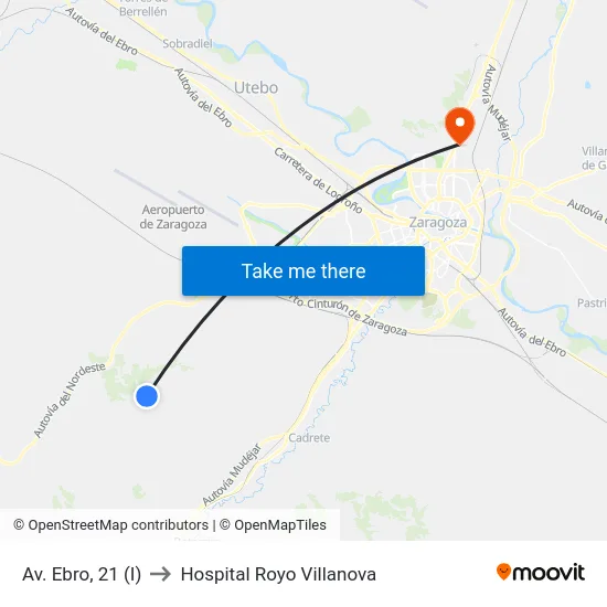 Av. Ebro, 21 (I) to Hospital Royo Villanova map