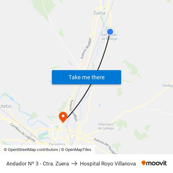 Andador Nº 3 - Ctra. Zuera to Hospital Royo Villanova map