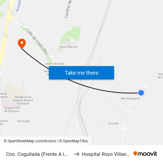 Cno. Cogullada (Frente A Imsp) to Hospital Royo Villanova map