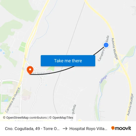 Cno. Cogullada, 49 - Torre Orruño to Hospital Royo Villanova map