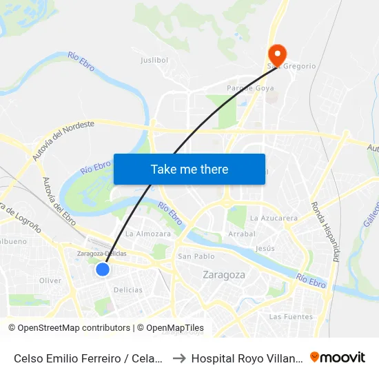 Celso Emilio Ferreiro / Celanova to Hospital Royo Villanova map