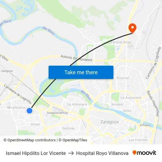Ismael Hipólito Lor Vicente to Hospital Royo Villanova map