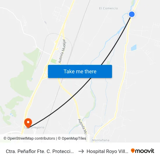 Ctra. Peñaflor Fte. C. Protección Animal to Hospital Royo Villanova map