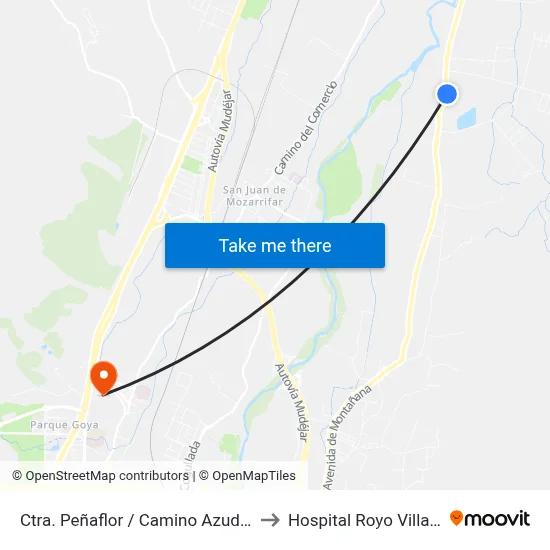 Ctra. Peñaflor / Camino Azud Urdán to Hospital Royo Villanova map