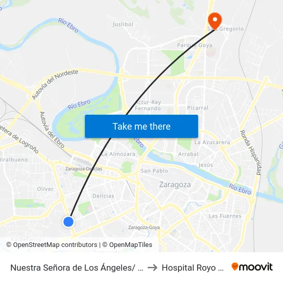Nuestra Señora de Los Ángeles/ Vía Hispanidad to Hospital Royo Villanova map