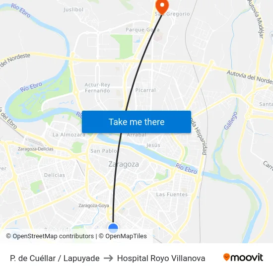 P. de Cuéllar / Lapuyade to Hospital Royo Villanova map
