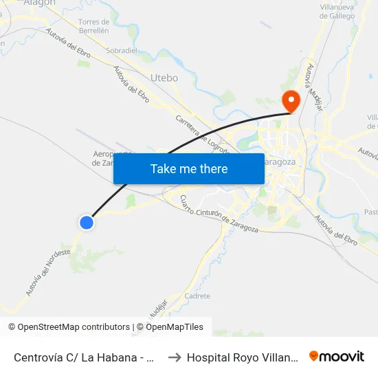 Centrovía C/ La Habana - Mrw to Hospital Royo Villanova map