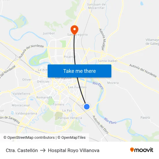 Ctra. Castellón to Hospital Royo Villanova map