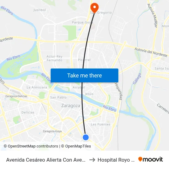 Avenida Cesáreo Alierta Con Avenida de San Jose to Hospital Royo Villanova map
