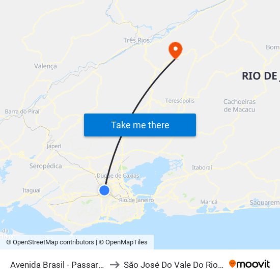 Avenida Brasil - Passarela 35 to São José Do Vale Do Rio Preto map