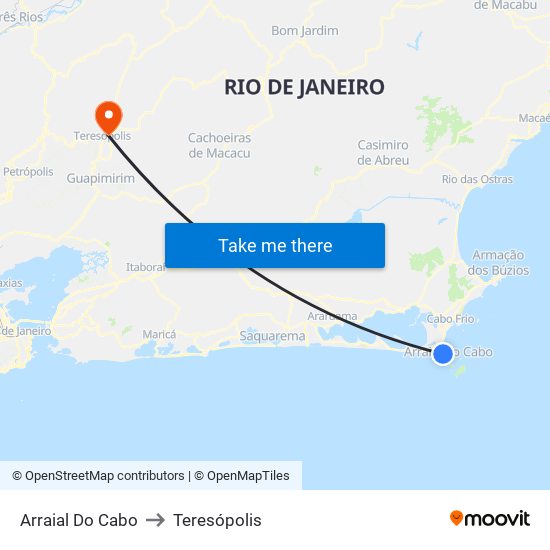 Arraial Do Cabo to Teresópolis map