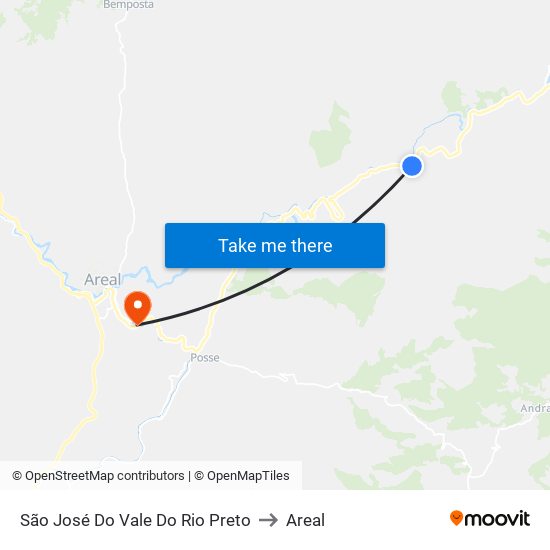 São José Do Vale Do Rio Preto to Areal map