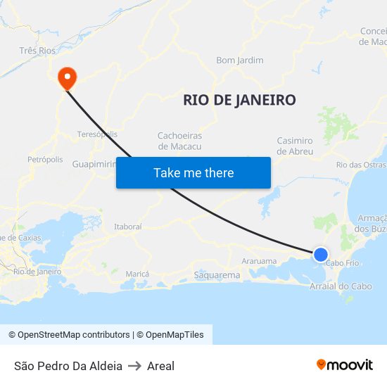 São Pedro Da Aldeia to Areal map