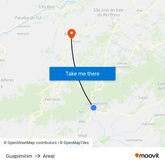 Guapimirim to Areal map