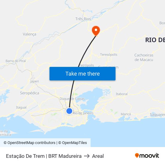 Estação De Trem | BRT Madureira to Areal map