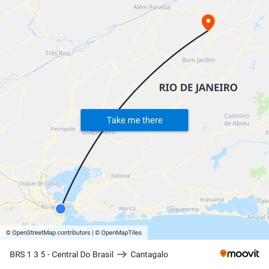 BRS 1 3 5 - Central Do Brasil to Cantagalo map