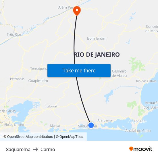 Saquarema to Carmo map