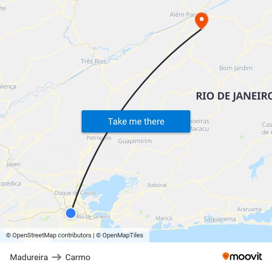Madureira to Carmo map