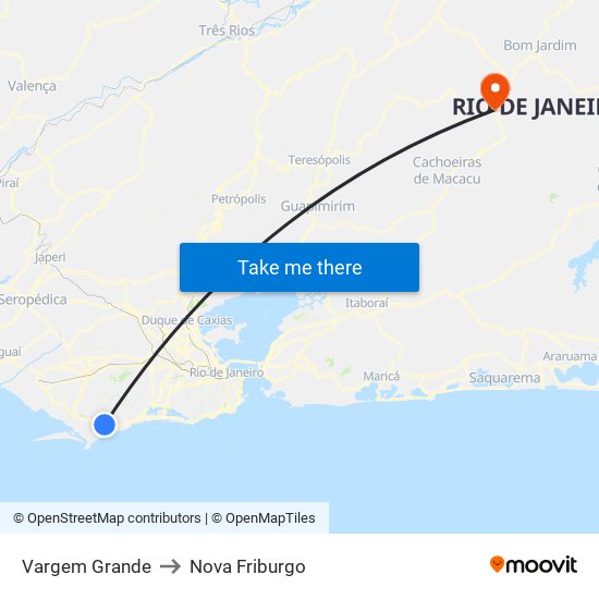 Vargem Grande to Nova Friburgo map