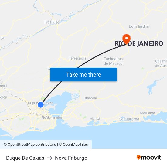 Duque De Caxias to Nova Friburgo map