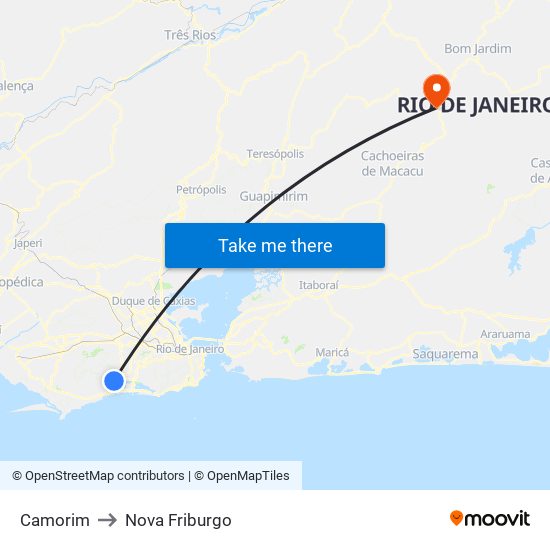 Camorim to Nova Friburgo map
